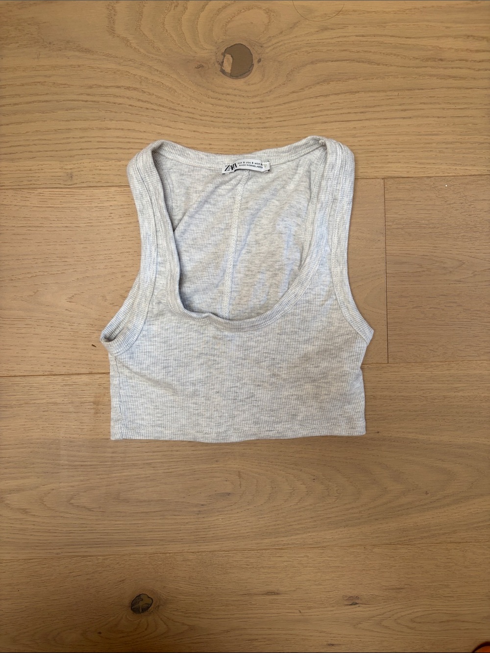 Zara Heather Gray Ribbed Scoop Crop Tank